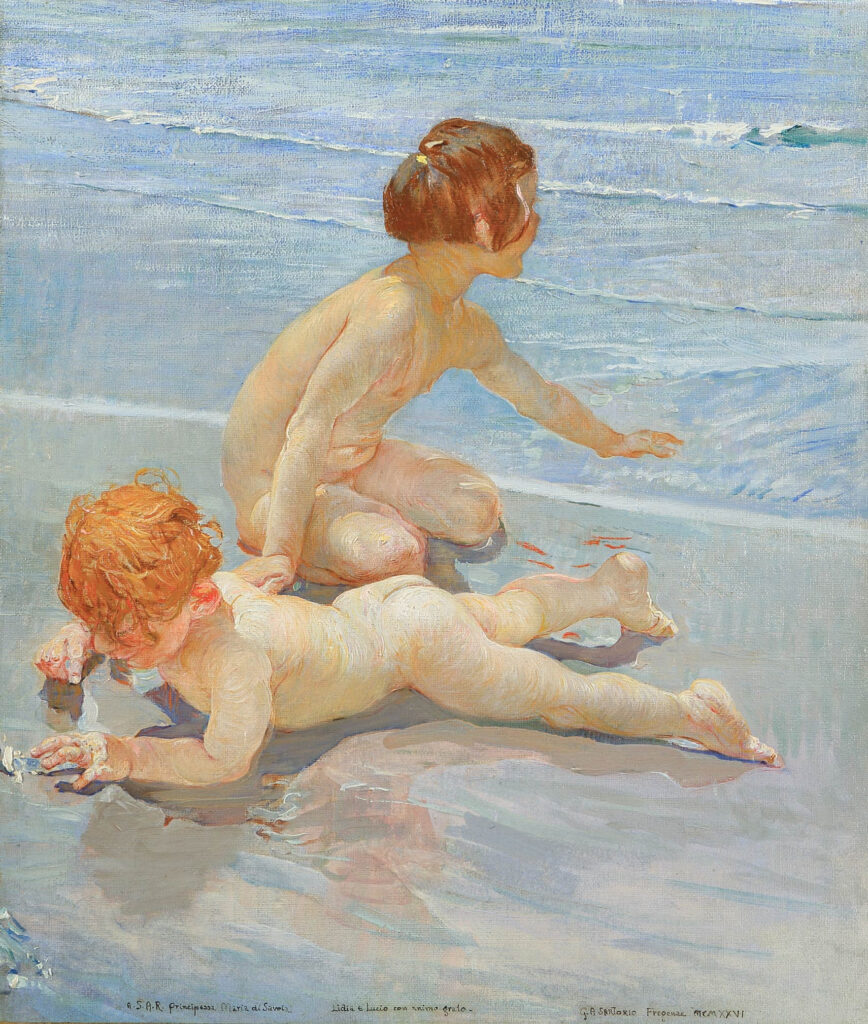 Giulio Aristide Sartorio, Lidia e Lucio sulla spiaggia di Fregene. Pubblico dominio, Wikimedia Commons