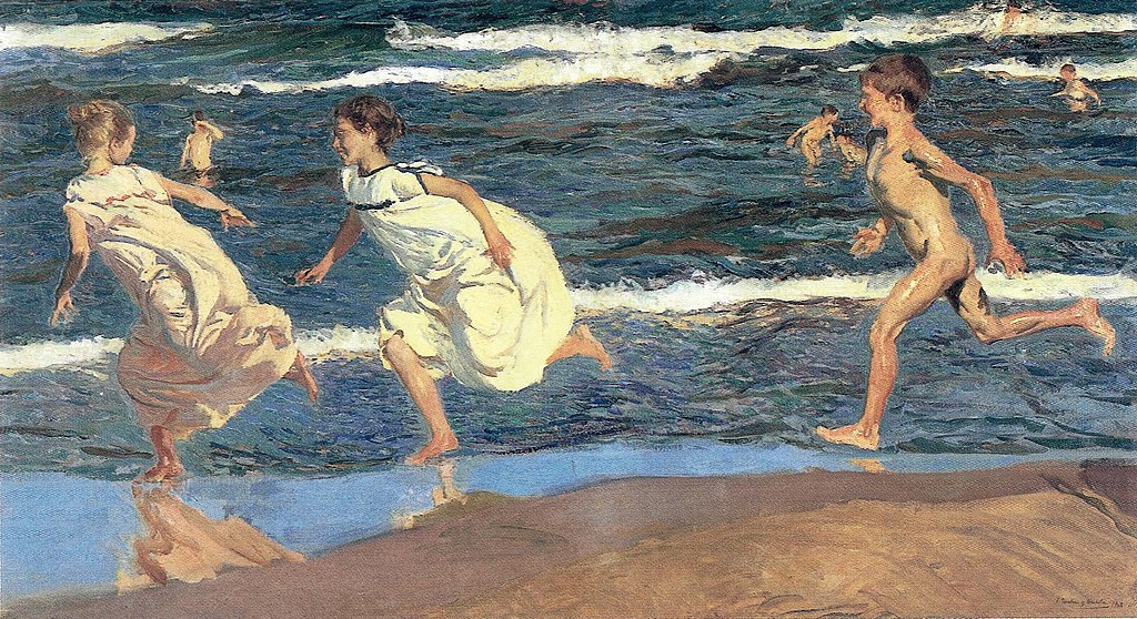 Joaquim Sorolla, Correndo sulla spiaggia. Pubblico dominio, Wikimedia Commons