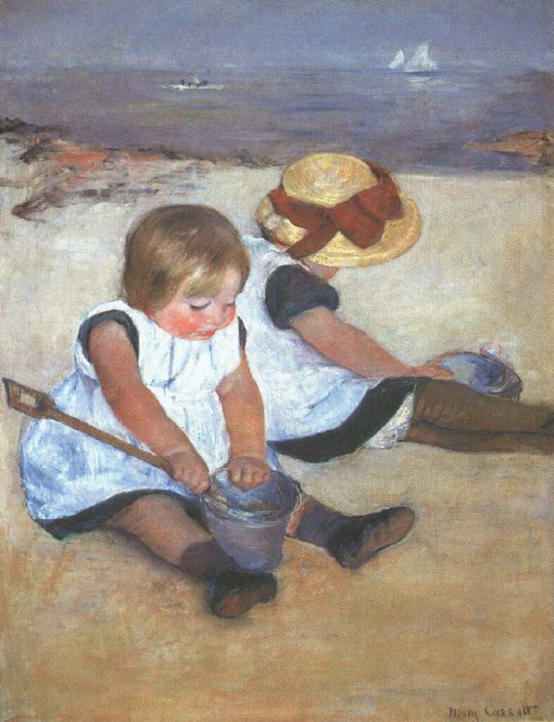 Mary Cassatt, Bambine che giocano sulla spiaggia. Pubblico dominio, Wikimedia Commons