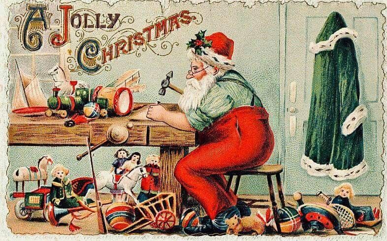 Babbo Natale che fabbrica i giocattoli