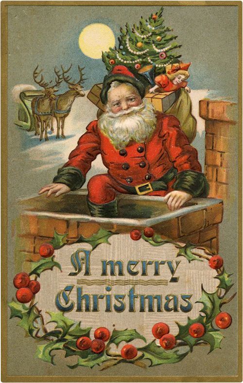 Babbo Natale che si cala nel camino
