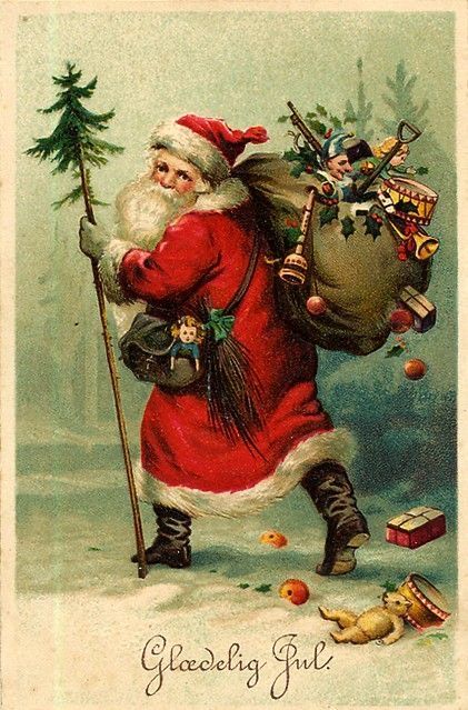 Babbo Natale con albero e sacco dei regali