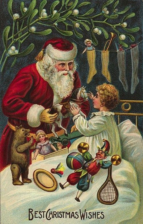 Babbo Natale dà i regali a un bambino