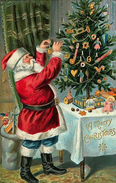 Babbo Natale decora l'albero