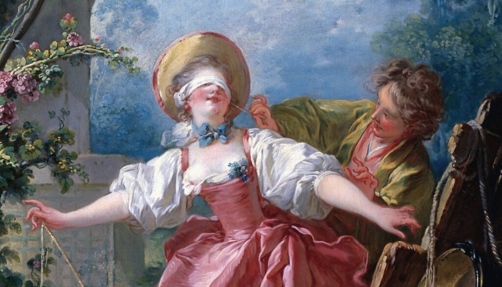 Jean-Honoré Fragonard, Mosca cieca, particolare. Museo d'arte di Toledo. Immagine Wikimedia Commons, pubblico dominio
