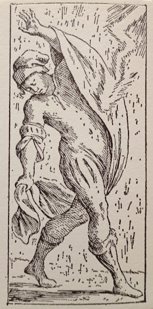 Giuseppe Maria Mitelli, Tarocchino Bolognese, 1665, Uomo colpito da un fulmine. Riproduzione Edizioni del Solleone 1976, collezione privata. Foto Grazia Merelli