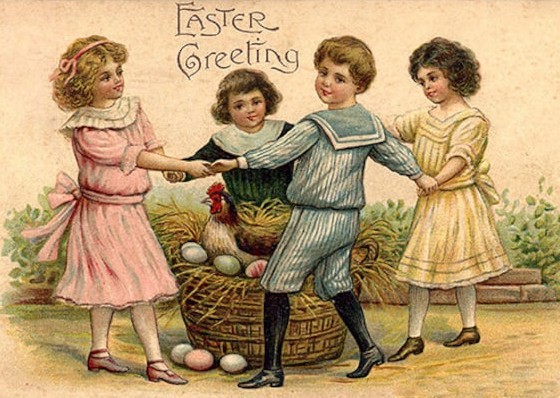 Cartolina pasquale, Girotondo di bambini, collezione privata