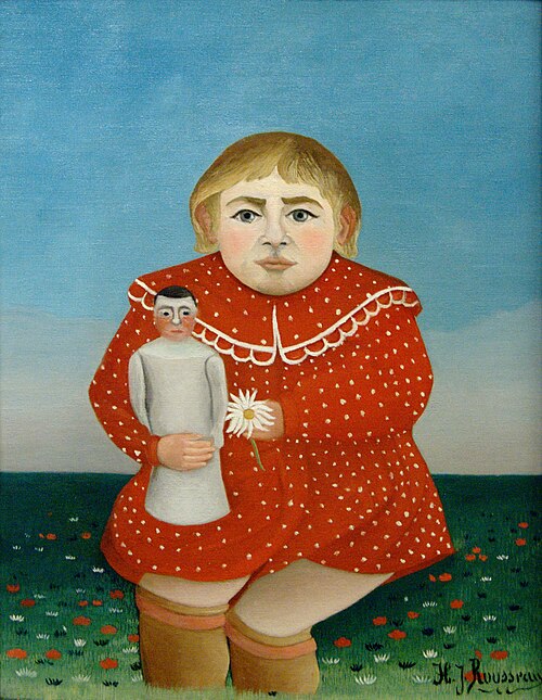 Henri Rousseau, Bambina con bambola, 1892, Musèe de l'Orangerie. Immagine Wikimedia Commons, libero dominio