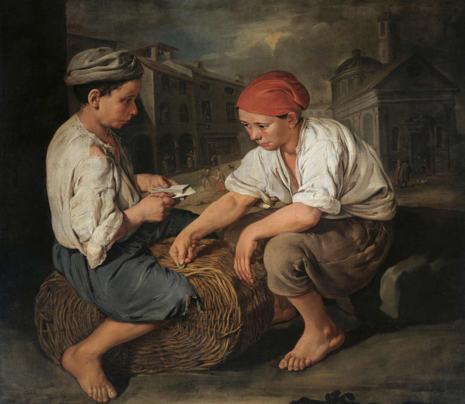 Giacomo Ceruti, Portaroli che giocano a carte, 1730-1734, Collezione privata. Immagine Wikimedia Commons