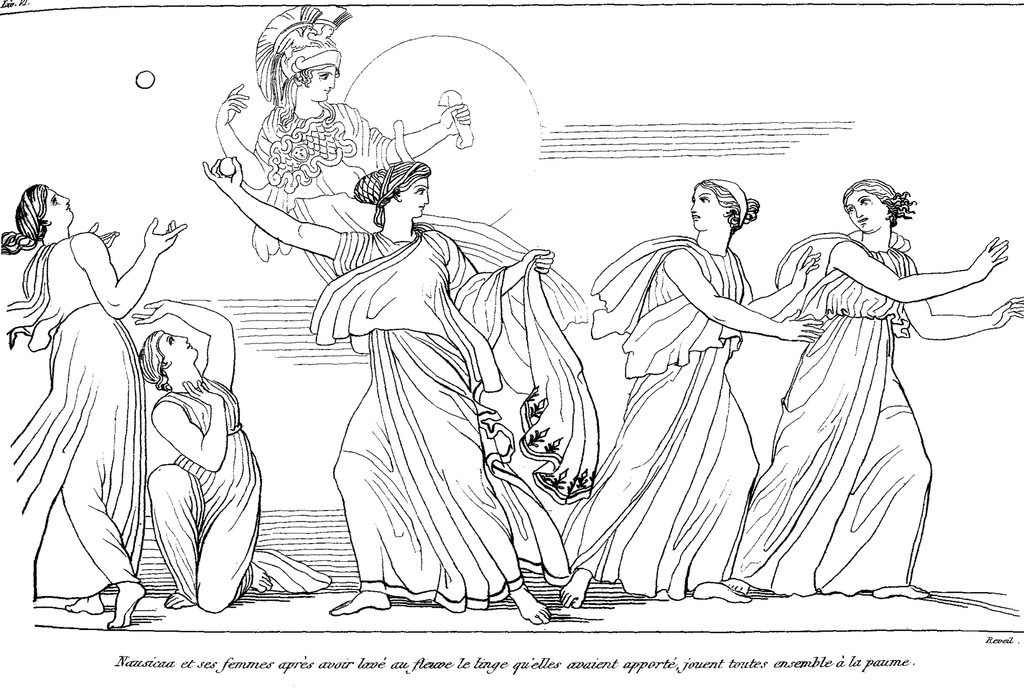 John Flaxman, Nausicaa che gioca a palla, 1810. Immagine Wikimedia Commons